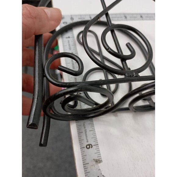 Vintage 1980s Black Iron Metal Treble Clef Napkin Holder Music Theme Arch Design - Picture 7 of 9